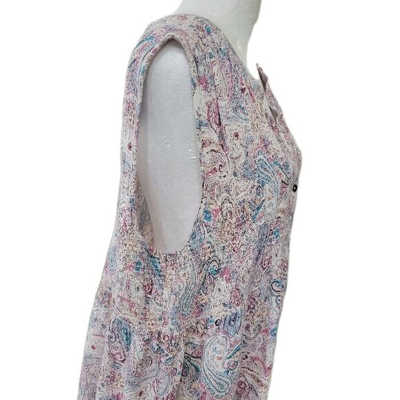 Knox Rose Paisley Tank Top Women's XXL Smocked Sleeveless Rayon‎ Summer Shirt - Picture 11 of 15